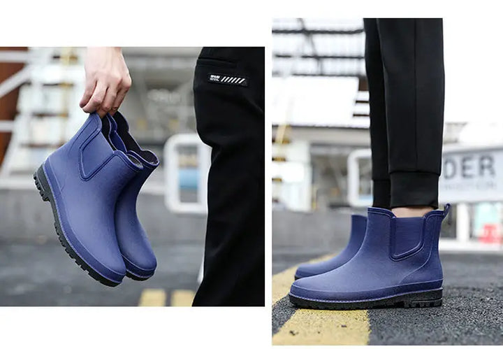 New ，outdoor ，rain boots men's fashionable waterproof shoes men's waterproof boots thick-soled fishing rubber shoes four seasons