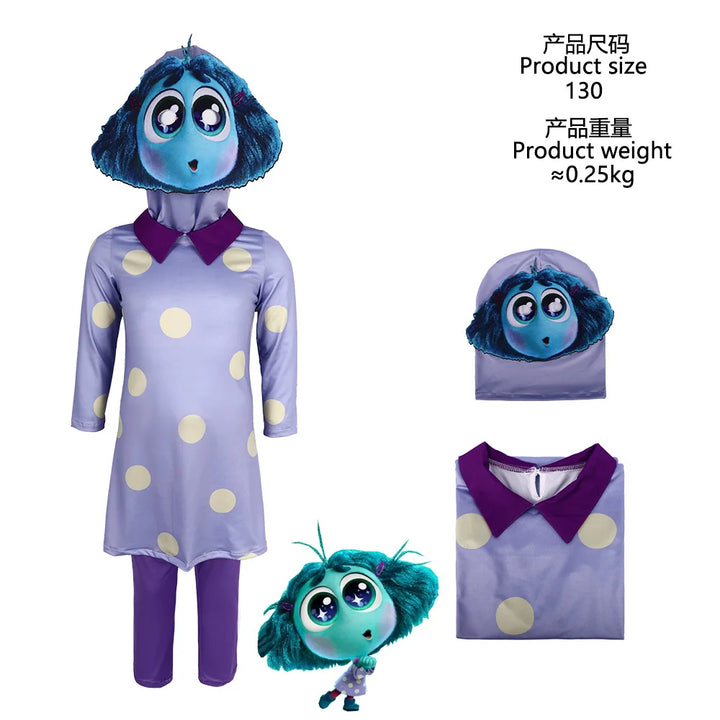 Inside Out 2 Cosplay Joy Disgust Costume For Kids Inspired Dress Anger Fear Halloween Birthday Party Costume For Girls Boys