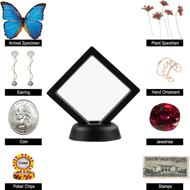 10pcs Display Box 3D Floating Frame Jewelry Display Stand Shadow Gift Box Ring Pendant Holder Jewellery Stone Presentation Case