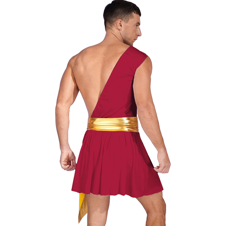 Men's  Ancient Greek God Halloween Party Costume Cosplay One Shoulder Strap Skirts Knight Warrior Theatrical Performance Outfit