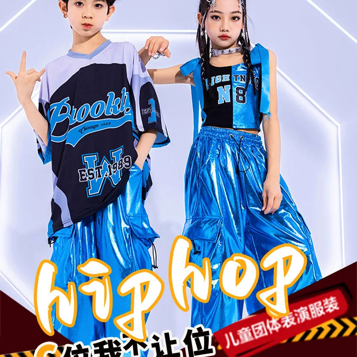 Girls Costume Summer Chidren Hip Hop Costume Streetwear Set Jazz Performance Costume Girls Fashion Suit