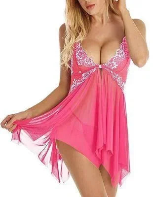 Sexy Lace Sleepwear Pajamas V-neck Lace Dress Mujer Lingerie Pornos Costumes Exotic Apparel Female Underwear Nightgown Erotic