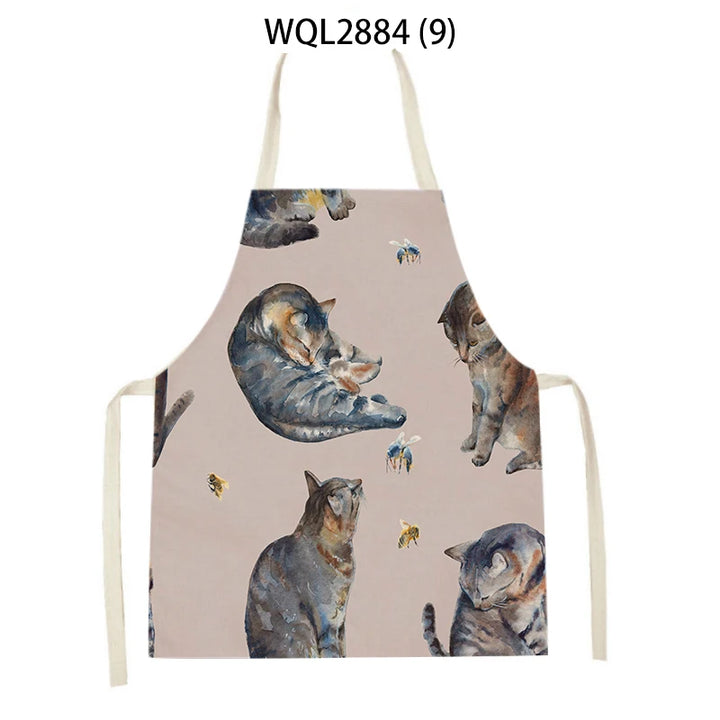 Creative Abstract Geometry Animal Printed Kitchen Aprons Baking Cooking Accessories Dog Koala Bear Pattern Apron Cleaning Tools