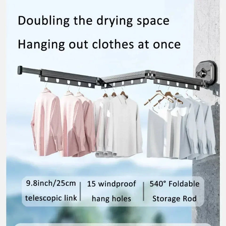 Folding Clothes Hanger Indoor Retractable Suction Wall Space Saving Home Laundry Clothes Drying Rack Home Laundry Clothes Rack