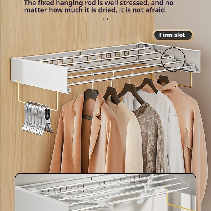 Indoor Folding Clothes Hanger Wall Hanging Invisible Drying Rack  Balcony Clothesline Pole Hanger Towel Rack