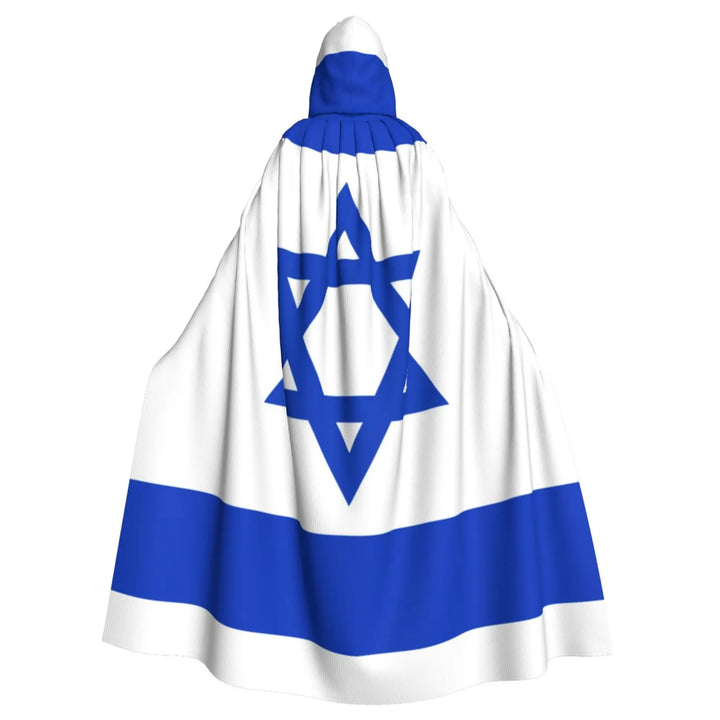 Israel Adult Cloak Cape Hooded Star Of David Blue Jewish 3D Medieval Costume Witch Wicca Vampire Elf Purim Carnival Party