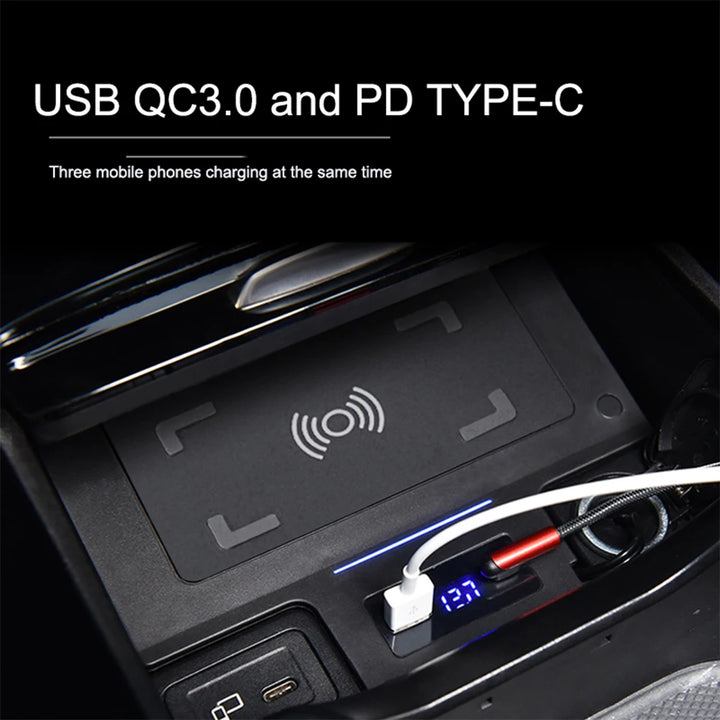 ZJCGO 15W Car QI Mobile Phone Fast Charging Wireless Charger for Mercedes Benz GLS X167 GLE W167 V167 2019 2020 2021 2022 2023