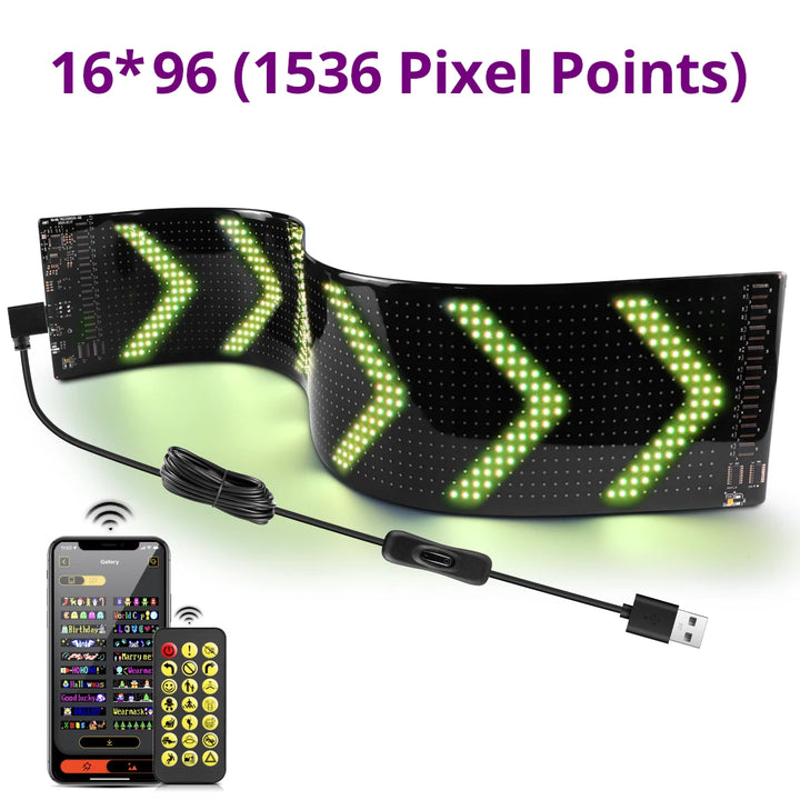 Bluetooth Smart USB LED Strip Pixels Matrix Display Sign RGB Car Advertising Light Programmable Scrolling Text Animation Pattern