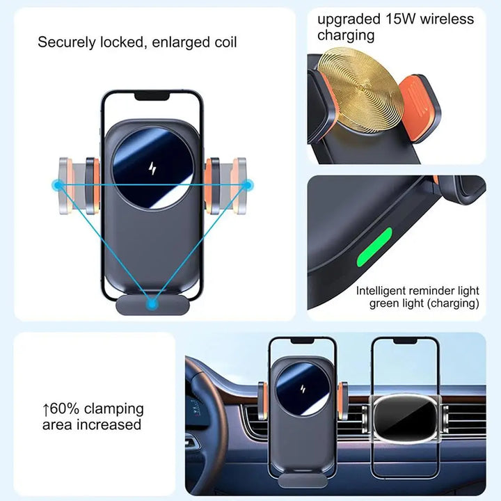 ABS Car Phone Holder Wireless Charger Car Phone Mount Phone Mount Flexible Car Phone Holder Charger