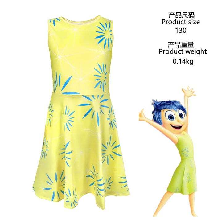 Inside Out 2 Cosplay Joy Disgust Costume For Kids Inspired Dress Anger Fear Halloween Birthday Party Costume For Girls Boys