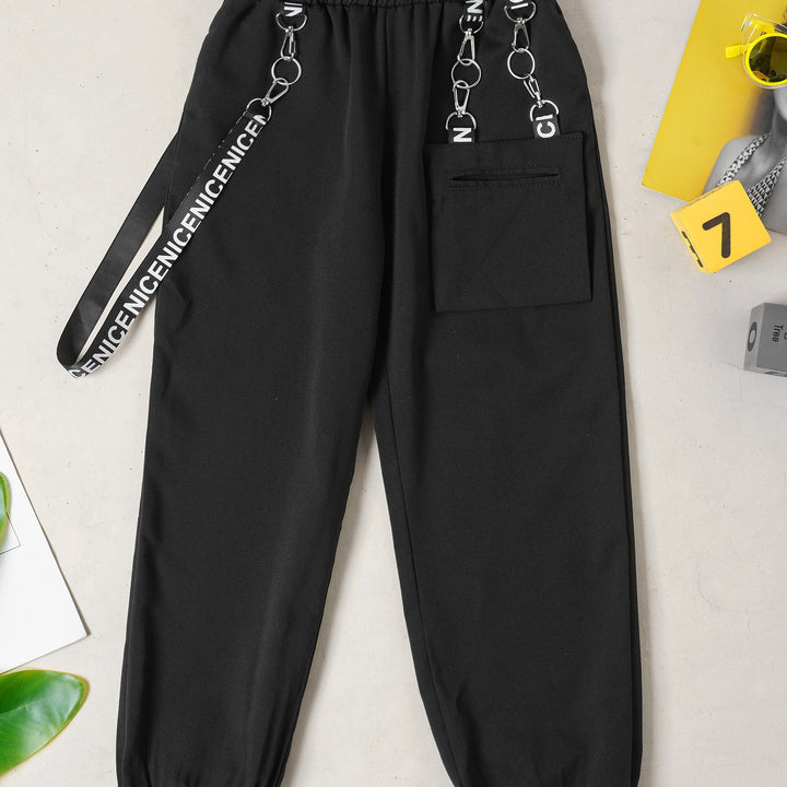 Teens Girls Fashion Outfit Street Jazz Dance Clothes Sleeveless Racer Back Crop Top with Hiphop Sweatpants Streetwear Sportswear