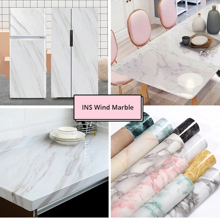 Kitchen Wall Stickers Vinyl Marble Self Adhesive Wallpaper DIY Heatproof Waterproof Contact Continuous Wallcovering Wall Decor