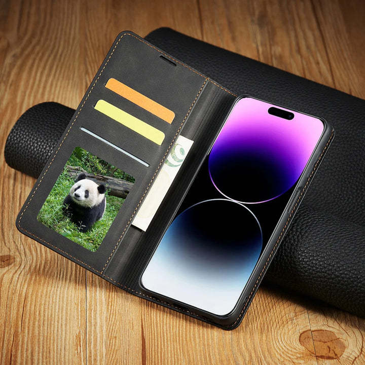 Wallet Luxury Skin Friendly Magnetic Flip With Card Slot Stand Leather Case For iPhone 15 Pro Max 14 Plus 13 12 11 X XS XR 8 7