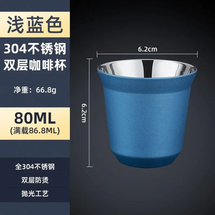 304 Stainless Steel Double-layer Coffee Cups, Insulated Tea and Water Cups, Beer Cups, Capsule Coffee Cups