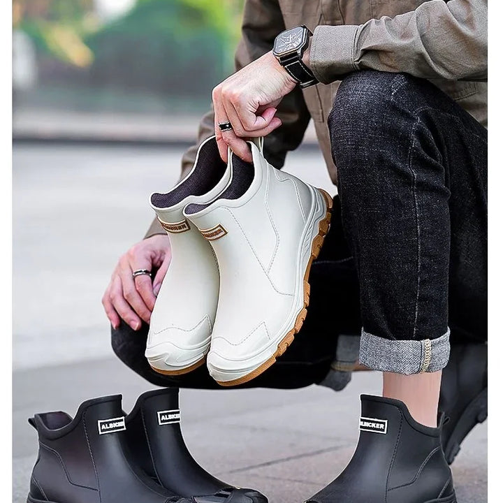 Fashionable Rain Boots for Men New Rainproof and Waterproof Shoes, Short Non-slip Casual Fishing Rubber Boots, Work Rubber Shoes