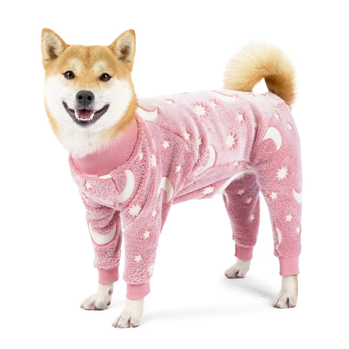 Soft Dog Pajama 4 Legged Warm Fleece Stretchable Dog Pajamas Onesie Pet Pjs Full Body Cover Dog Jumpsuit Clothing