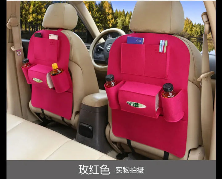 Universal Car Back Seat Storage Bag Organizer Trunk Elastic Felt Storage Bag 6 Pockets Organizer Hanging Car Accessories 40*56CM