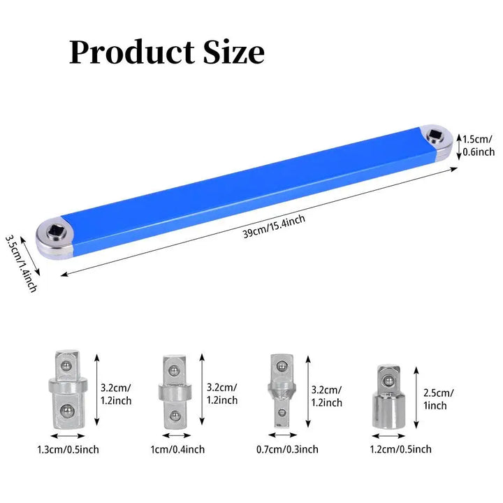 Impact Ready Offset Extension Wrench,Tight Reach Extension Wrench Set with 1/2" 1/4" and 3/8" Square Drive Adapters