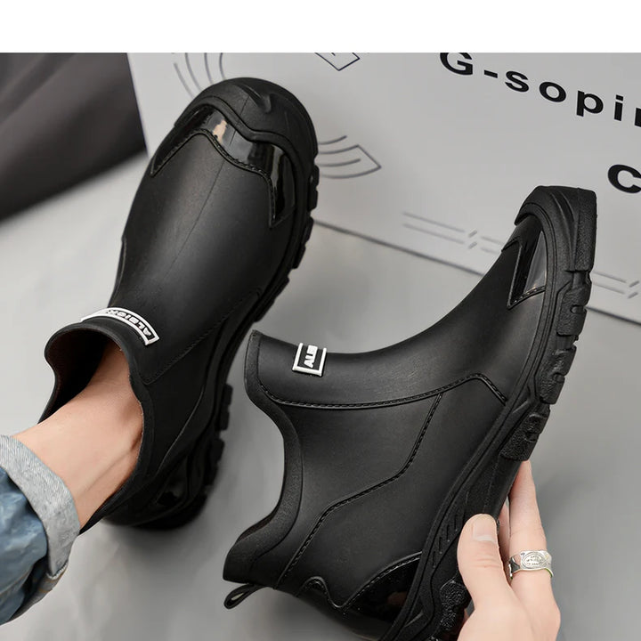 Summer Men's Ankle Rain Boots Outdoor Casual Men Hiking Fishing Water Shoes Non-slip Chef Work Boot Mans Waterproof Footwear