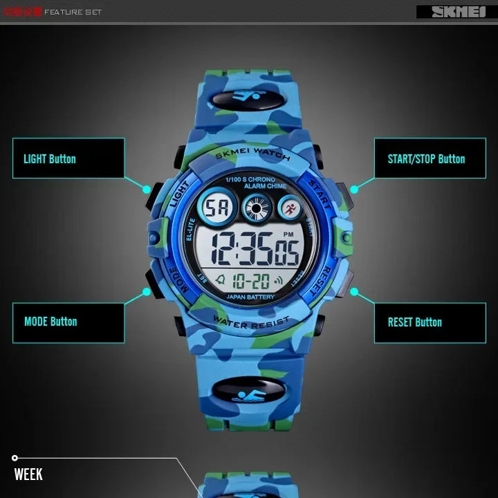 SKMEI Shockproof Digital Watch for Children Waterproof Sports Electronic Wristwatches Kids Boy Clock 1266 Reloj Para Niñas 1547