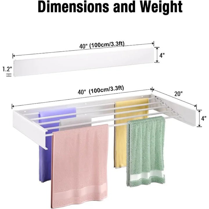 Laundry Drying Rack Collapsible,Wall Mounted Clothes Drying Rack Foldable,Indoor Drying Rack Clothing- 23.6" Wide 4 Aluminum