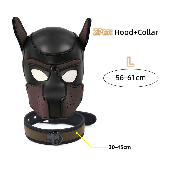 Puppy Cosplay Costumes of XL Code Brand New Increase Large Size Padded Rubber Full Head Hood Mask with Collar for Dog Roleplay