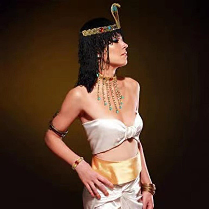 3 Pieces Women's Egyptian Costume Snake Beaded Headband for Party Masquerade