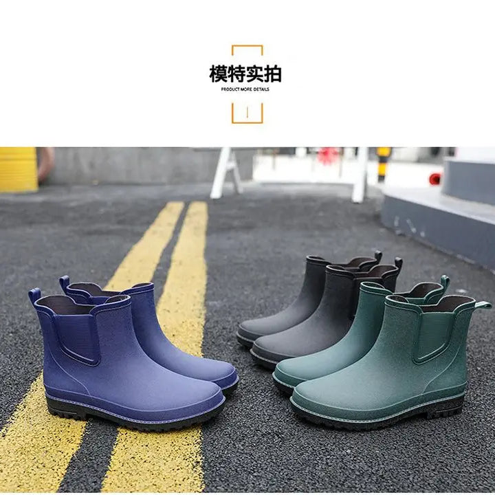 New ，outdoor ，rain boots men's fashionable waterproof shoes men's waterproof boots thick-soled fishing rubber shoes four seasons