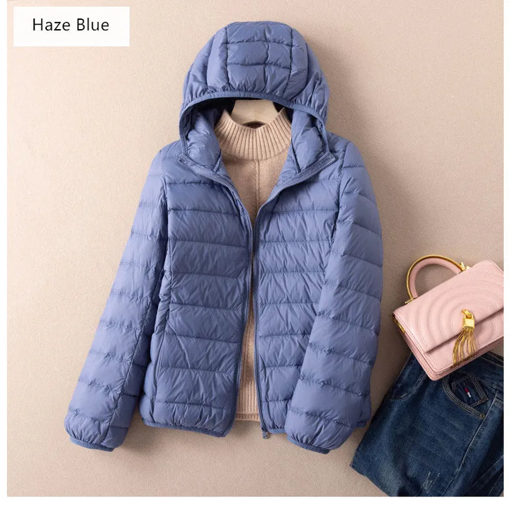 Women Autumn Down Jacket 2022 New Arrivals  90%  White Duck Down Ultra Light Fashion Hooded Keep Warm  Puffer Jacket