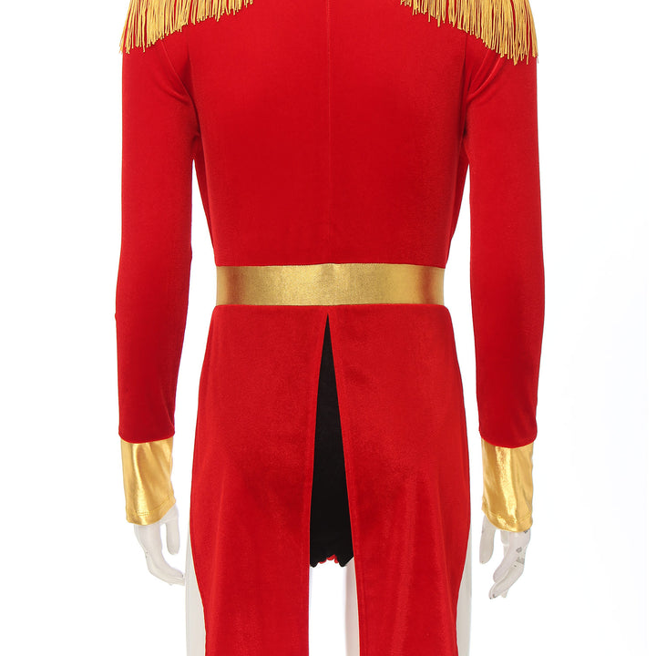 Womens Circus Ringmaster Costume Jumpsuit Halloween Carnival Party Long Sleeve Tailcoat Velvet Fringed Sexy Cosplay Bodysuit