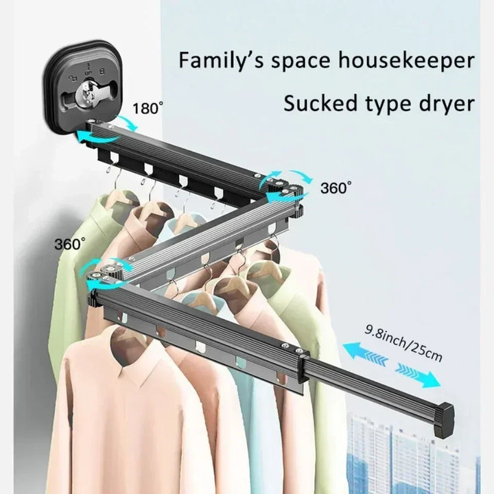 Folding Clothes Hanger Indoor Retractable Suction Wall Space Saving Home Laundry Clothes Drying Rack Home Laundry Clothes Rack