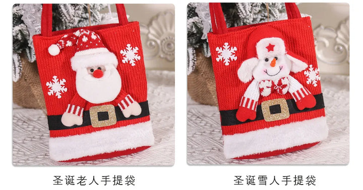 2024 New Christmas Decorations Santa Claus Snowman Bear Gift Bag Children's Candy Bag Handbag Wholesale Новогодние Украшения