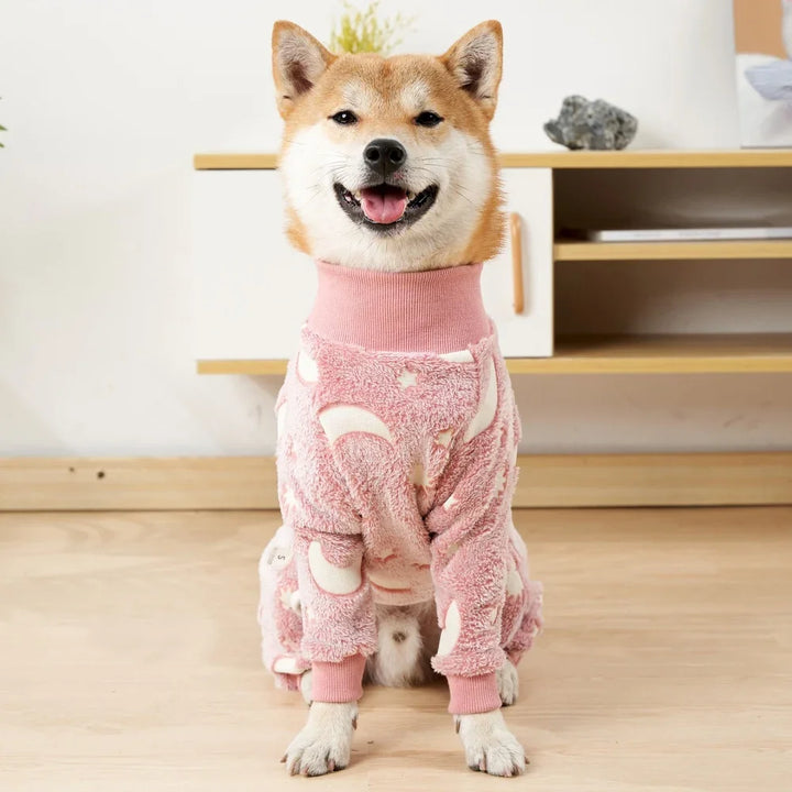 Soft Dog Pajama 4 Legged Warm Fleece Stretchable Dog Pajamas Onesie Pet Pjs Full Body Cover Dog Jumpsuit Clothing