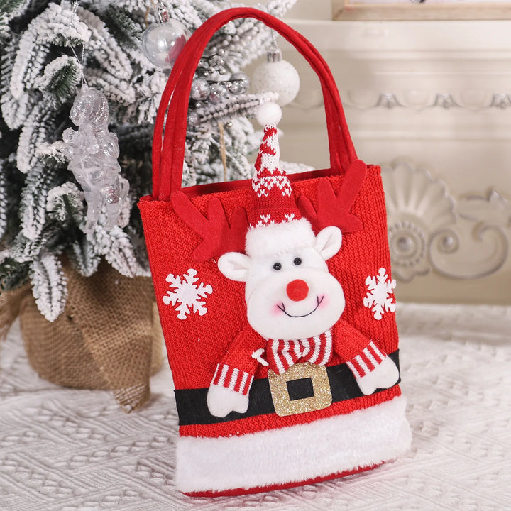 2024 New Christmas Decorations Santa Claus Snowman Bear Gift Bag Children's Candy Bag Handbag Wholesale Новогодние Украшения