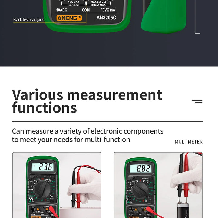 ANENG AN8205C Digital Tester AC/DC Ammeter Multimeter Volt Ohm Multimetro Meter With Thermocouple LCD Backlight Portable Tools