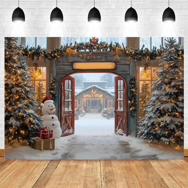 North Pole Theme Christmas Photography Backdrop Winter Snowman Xmas Tree Candy Kids Portrait Background Photo Studio Props