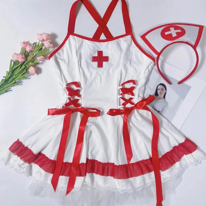 Cosplay Sexy Lingerie Nurse Girl Dress Uniform Red Role Play Exotic Costumes Cosplay Dress Anime Porno Party Maid Nurse Sets