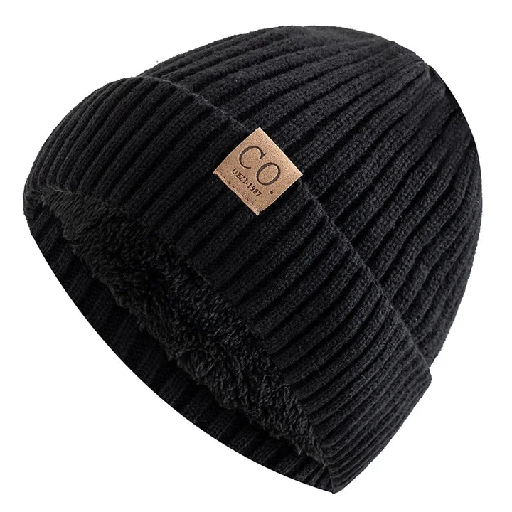 New Unisex Two-Tone Winter Hats Add Fur Lined Men And Women Fashion Warm Beanie Cap Casual Winter Knitted Hats