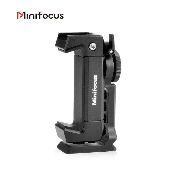 Metal Phone Tripod Mount with Cold Shoe 360 Rotation Smartphone Clip Holder Adapter Cell Phone Clamp Vlog Video Rig for Arca QR