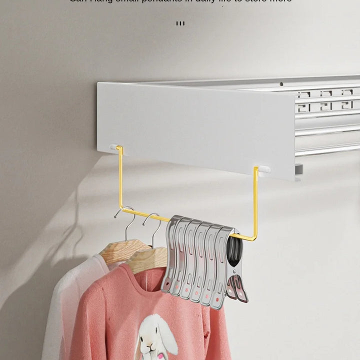 Indoor folding clothes hanger wall mounted invisible clothes hanger balcony hanging clothes pole hidden towel rack