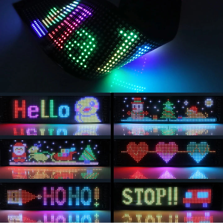 Bluetooth Smart USB LED Strip Pixels Matrix Display Sign RGB Car Advertising Light Programmable Scrolling Text Animation Pattern