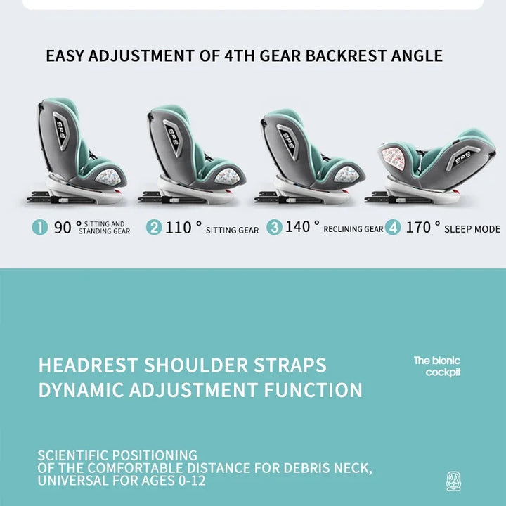 7DF baby 0-12 years old baby carseats children's car seats secure car seat Convenient 360 ° rotating seatd 1-12 Years Old Chairs