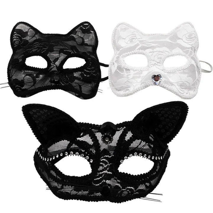 Sexy Lace Mask Women Cat Cosplay Supplies Dance Party Performance Masquerade Fox Mask Couple Animal Face Decor Eyes Accessories