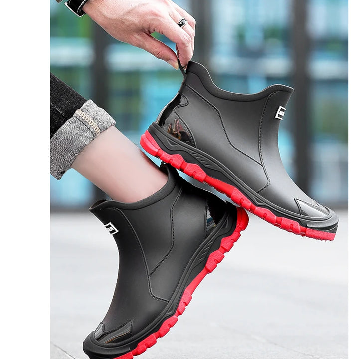 New Winter Cotton Mans Shoes Casual Men's Rain Boots Pvc Waterproof Rubber High Quality Mens Chef Fishing Shoes Size Plus 39-48