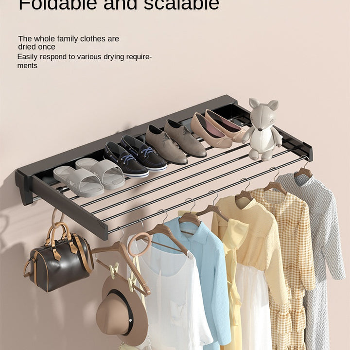 Invisible Retractable Drying Rack Multifunctional Bathroom Towel Rack Indoor Balcony Folding Telescopic Drying Rod No Punch Hole