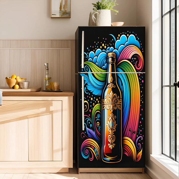 Beer Posters Kitchen Adhesive Fridge Door Cover Wallpaper Sticker Room Decoration Sticker PVC Waterproof and Oil proof Sticker