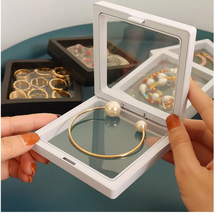 PE Film Jewelry Box Square Transparent Anti Oxidation Packaging Box Earrings Necklaces Ring Storage Box For Women'S Gift Display