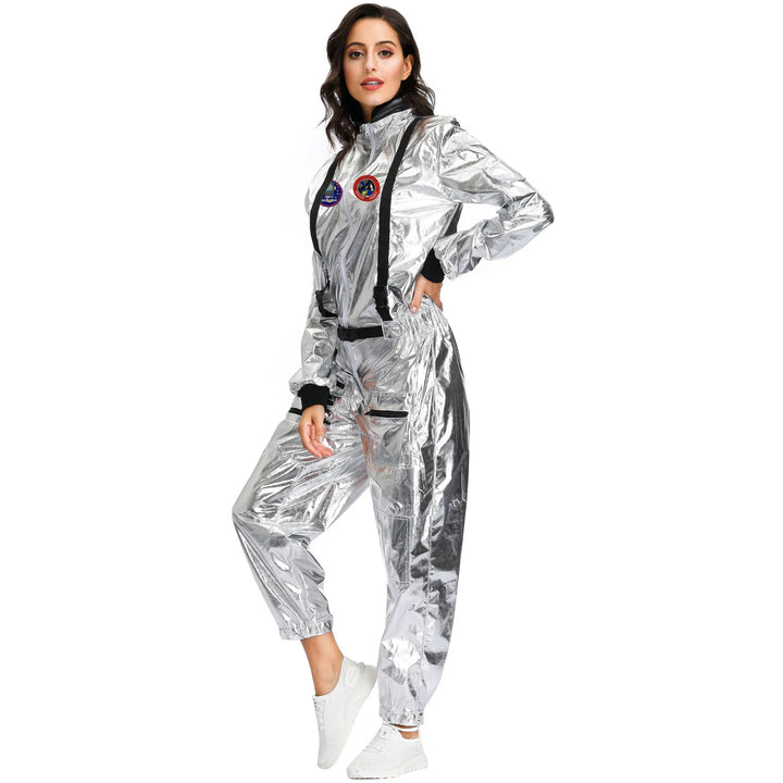 Halloween Christmas Silver Spaceman Men Women Space Suit Adult Children Astronaut Costume Family Party Dress Up Birthday Gift