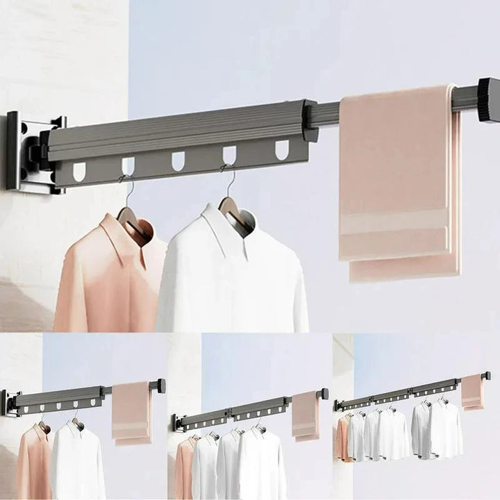 Folding Clothes Hanger Wall Mounted Retractable Cloth Drying Rack Indoor Outdoor Space-saving Aluminum Alloy Laundry Clothesline