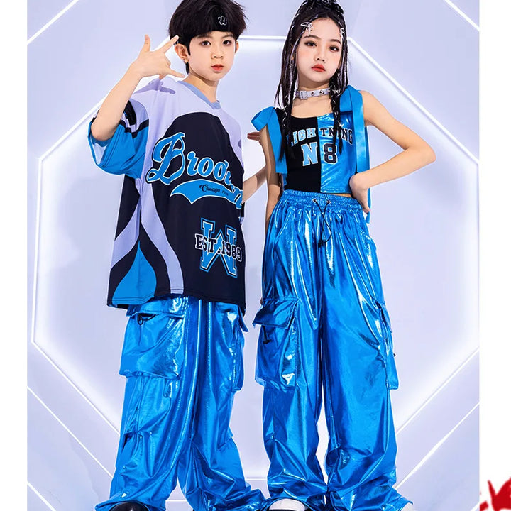 Girls Costume Summer Chidren Hip Hop Costume Streetwear Set Jazz Performance Costume Girls Fashion Suit